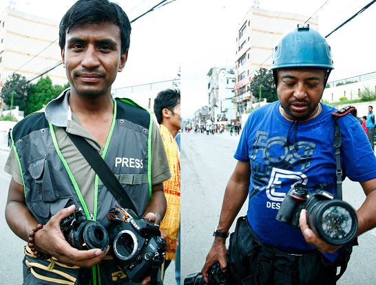 Nepali photojournalists in demonstrations